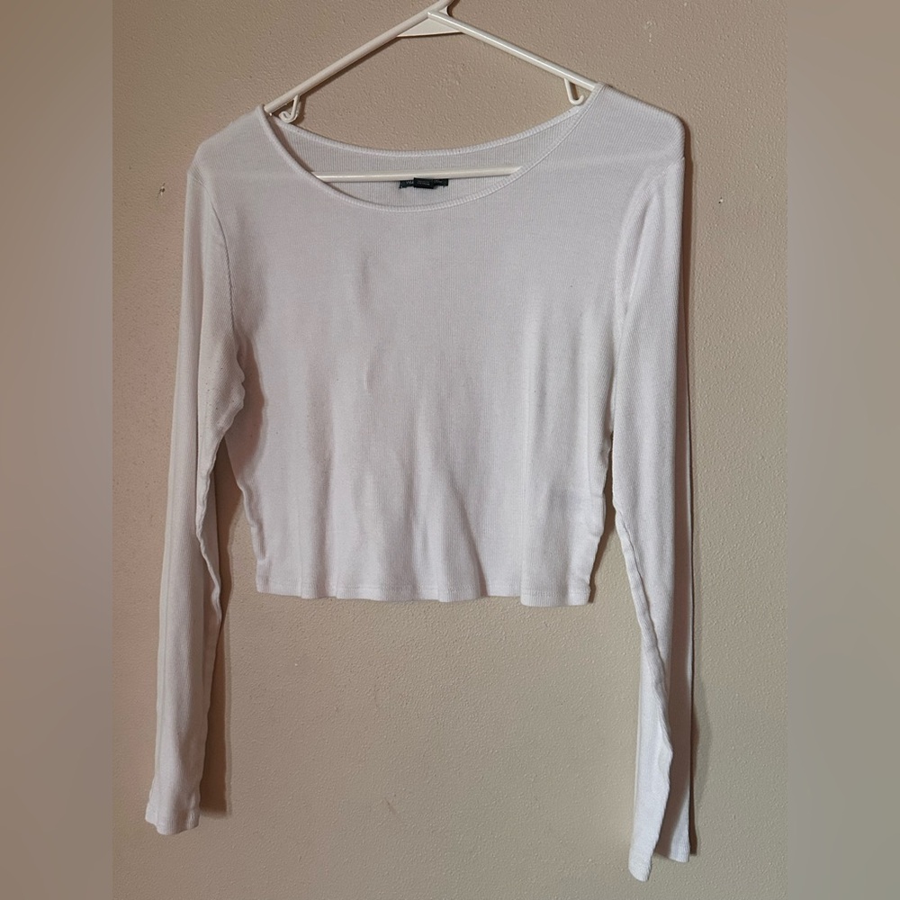 Wild Fable White Long Sleeve Crop Top